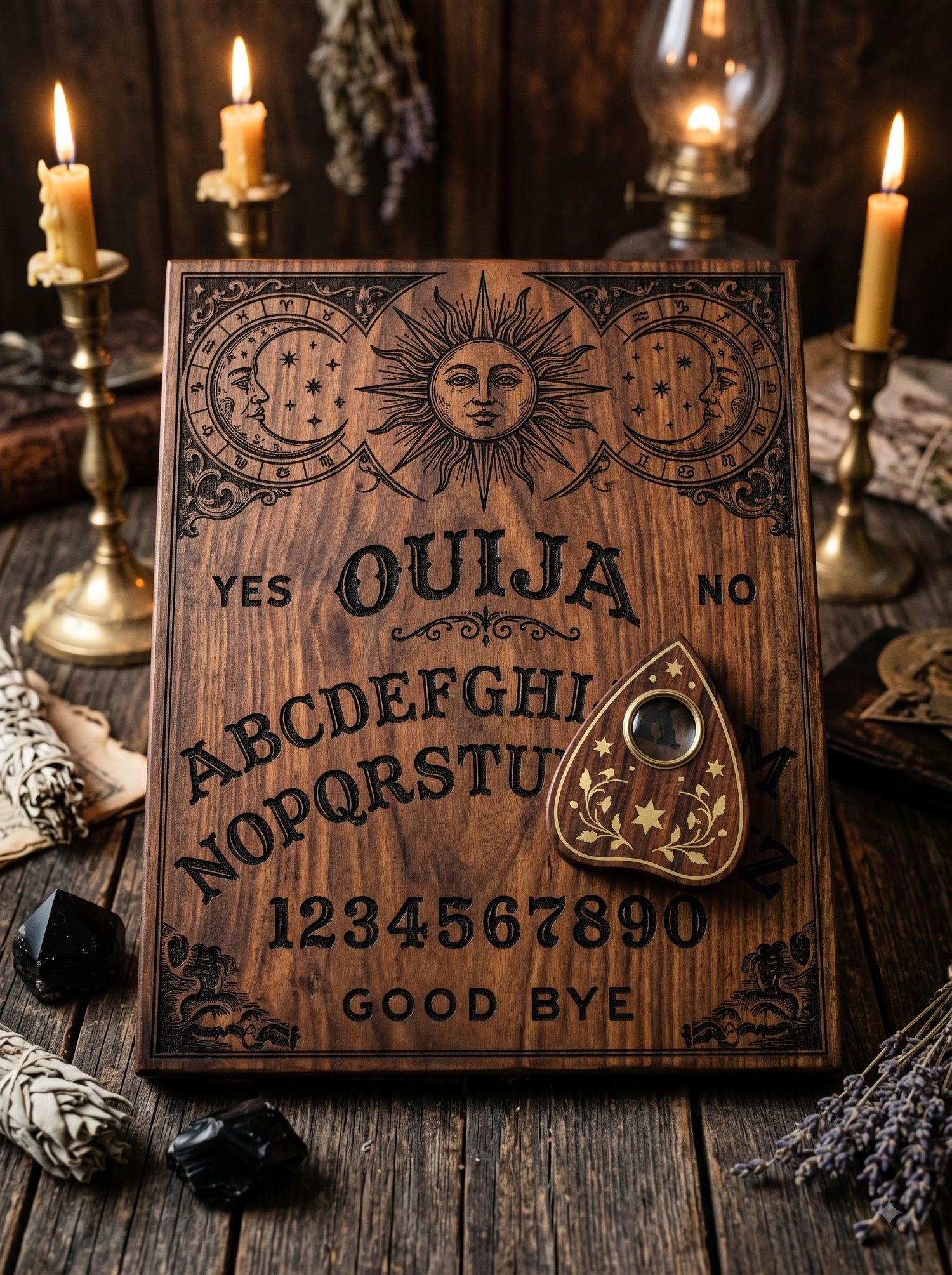 Hand-Carved Wooden Spirit / Talking Board