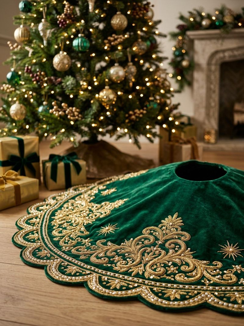 Zardozi Beaded Velvet Christmas Tree Skirt