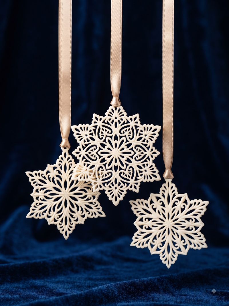 Camel-Bone Carved Snowflake Ornaments