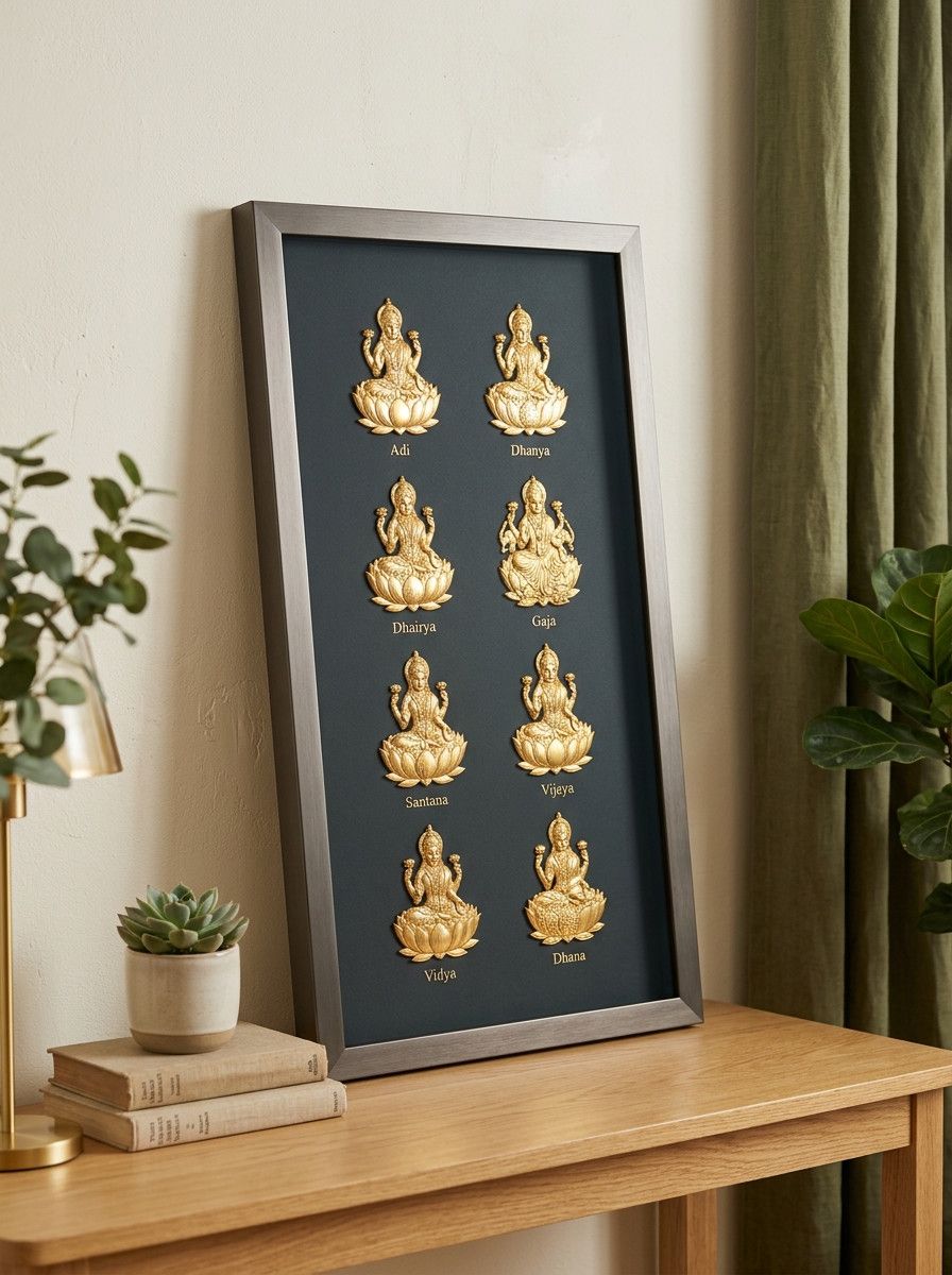 Gold-Plated Ashtalakshmi Minimalist Wall Frame