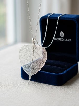 Silver-Dipped Real Peepal (Bodhi) Leaf Art & Pendant