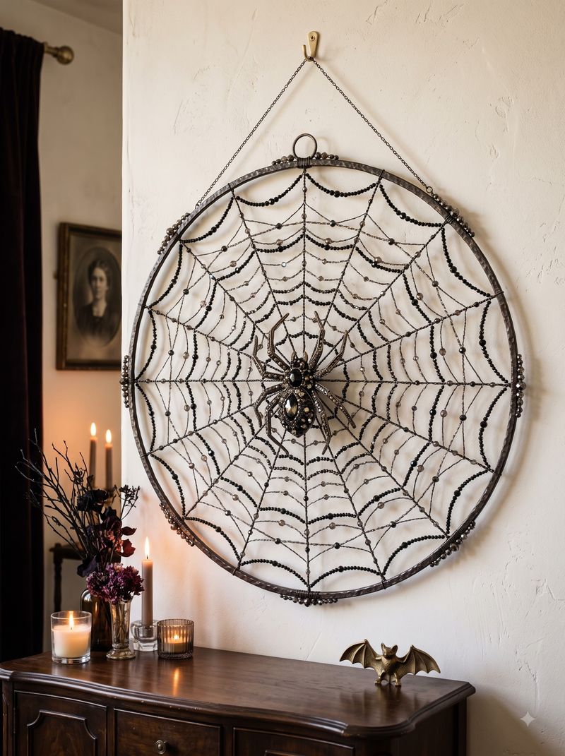 Beaded Spiderweb Wall Hanging