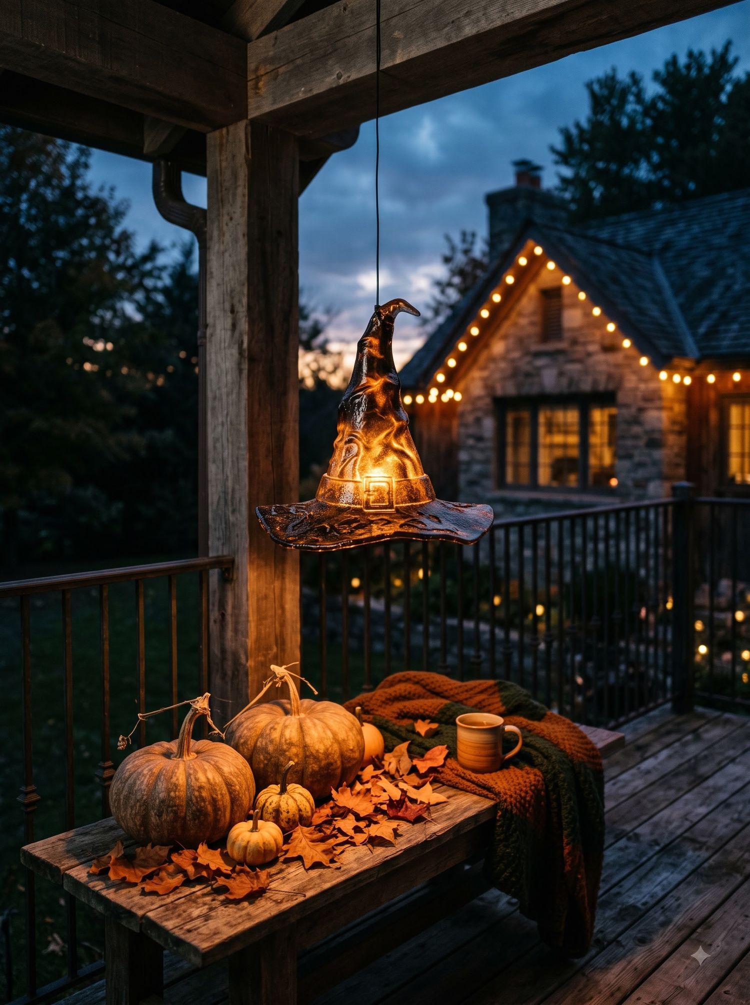 Resin 'Floating Witch Hat' LED Lantern