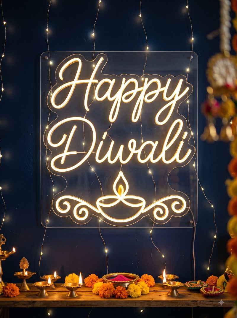 Personalized 'Happy Diwali' Neon-Style Name Sign