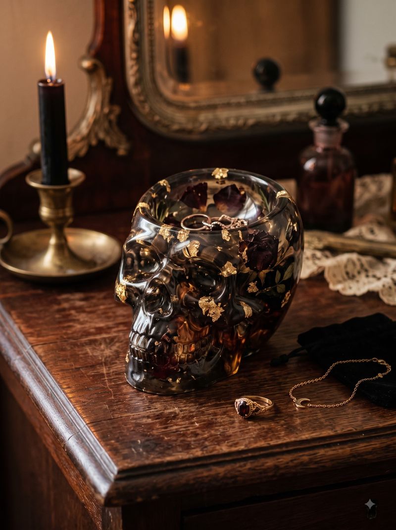 Resin Gothic Skull Trinket Dish / Ring Holder
