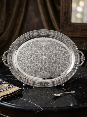 German-Silver Embossed Gifting / Serving Tray