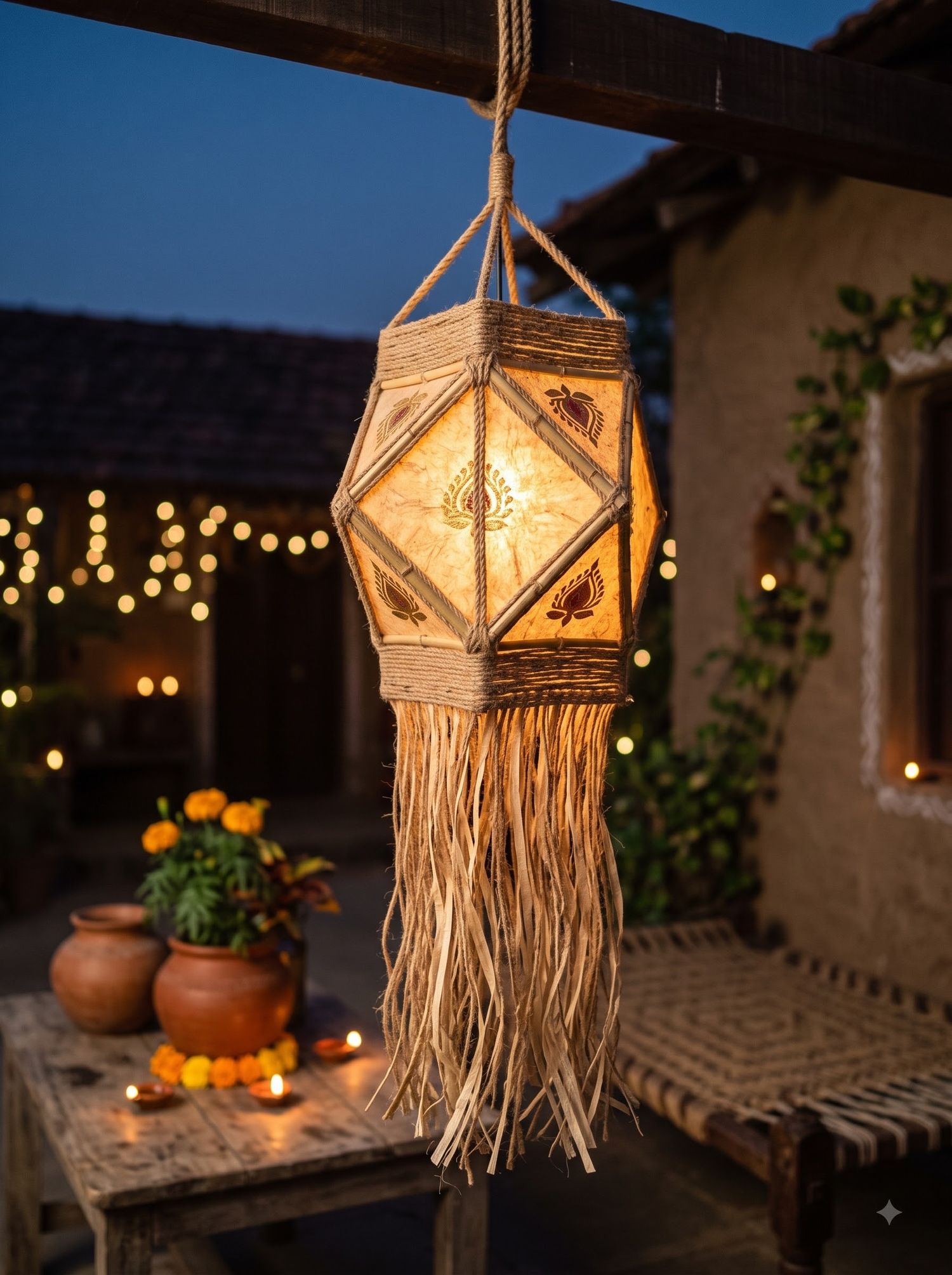 Banana-Fibre / Jute Festive Lantern (Akash Kandil)